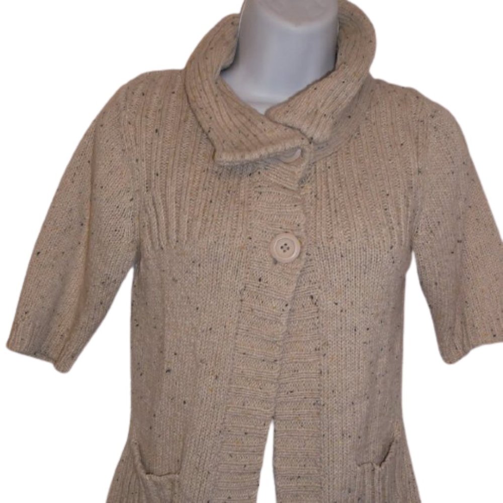 Beige Button Down Sweater Knit Cardigan Fits Size XS  ---